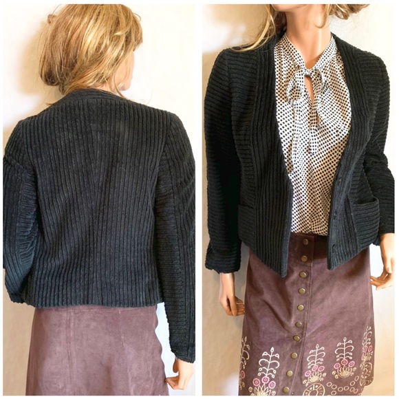 SEE BY CHLOÉ Ribbed Modern Black Blazer - Picture 3 of 8